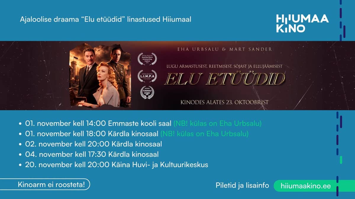 Hiiumaa kinas: „Gyvenimo etiudai“ Emmastėje. Viešnia – Eha Urbsalu