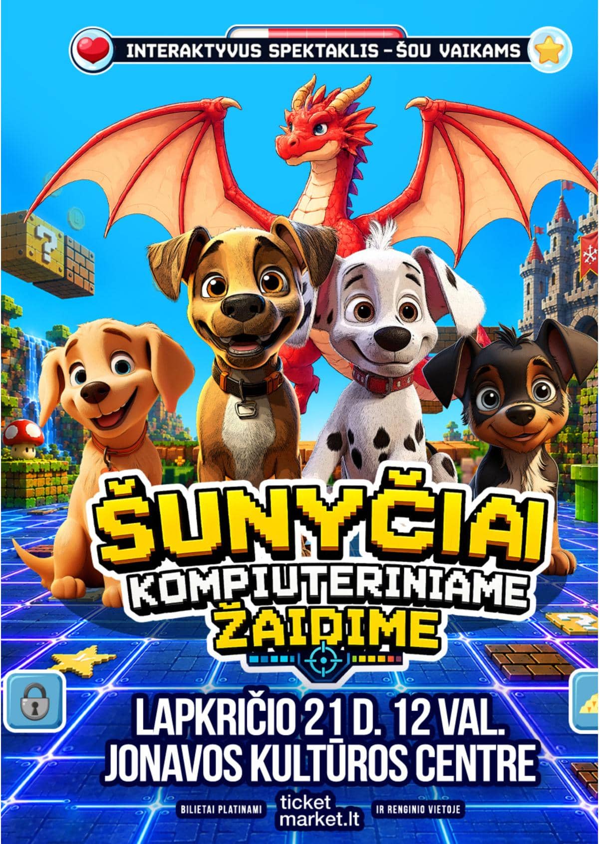 Interaktyvus spektaklis-šou vaikams "Šunyčiai kompiuteriniame žaidime"
