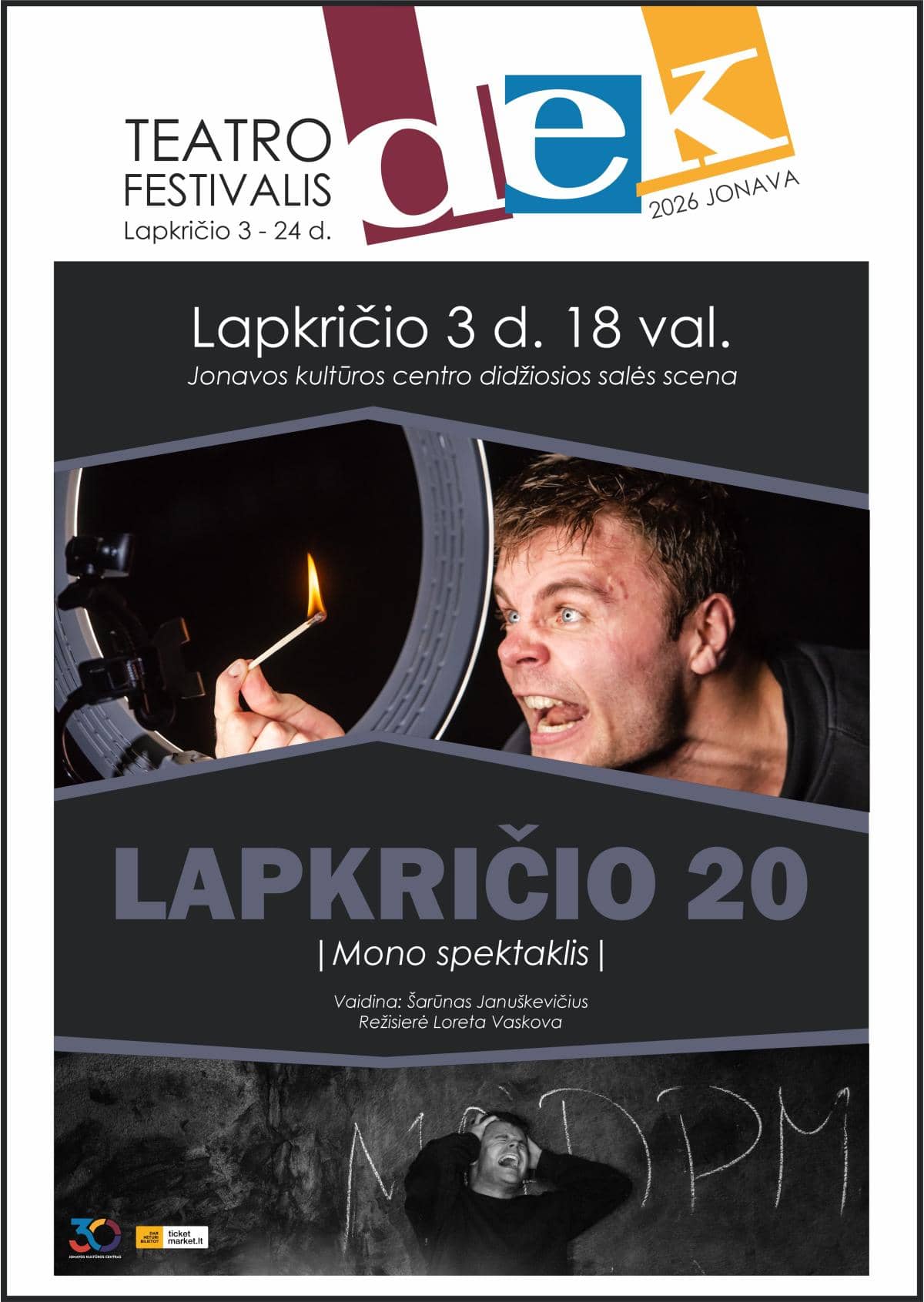 Mono spektaklis LAPKRIČIO 20 - DEK 2026