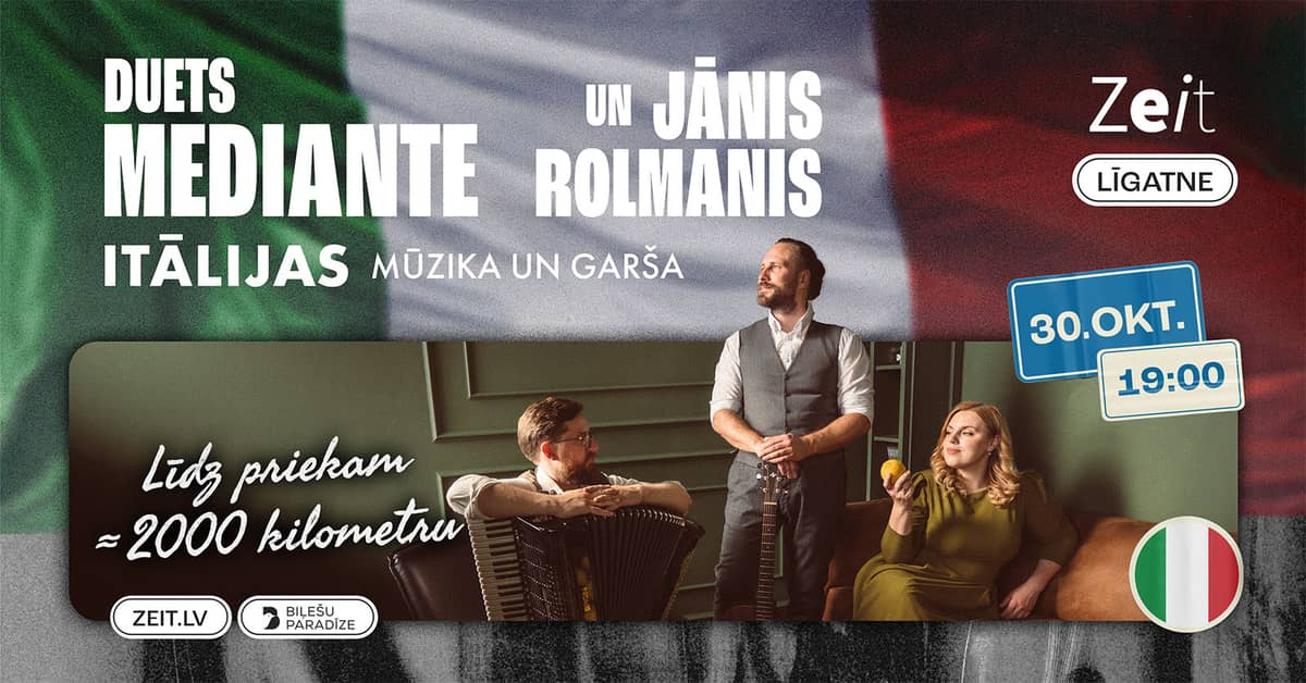 Italijos muzikos ir skonių vakaras su duetu Mediante ir Jānis Rolmanis