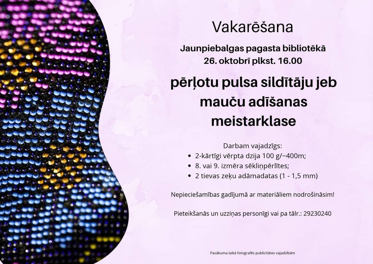 Karoliukais papuoštų riešinių mezgimo meistriškumo pamoka