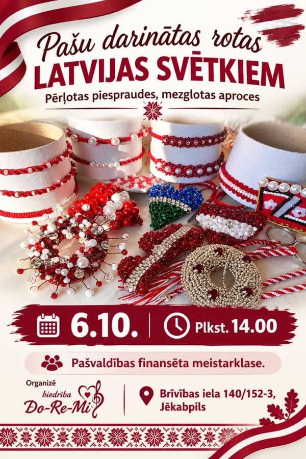 Rankų darbo papuošalai Latvijos šventėms