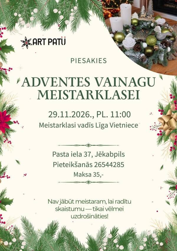 Advento vainikų meistriškumo pamoka Jėkabpilyje