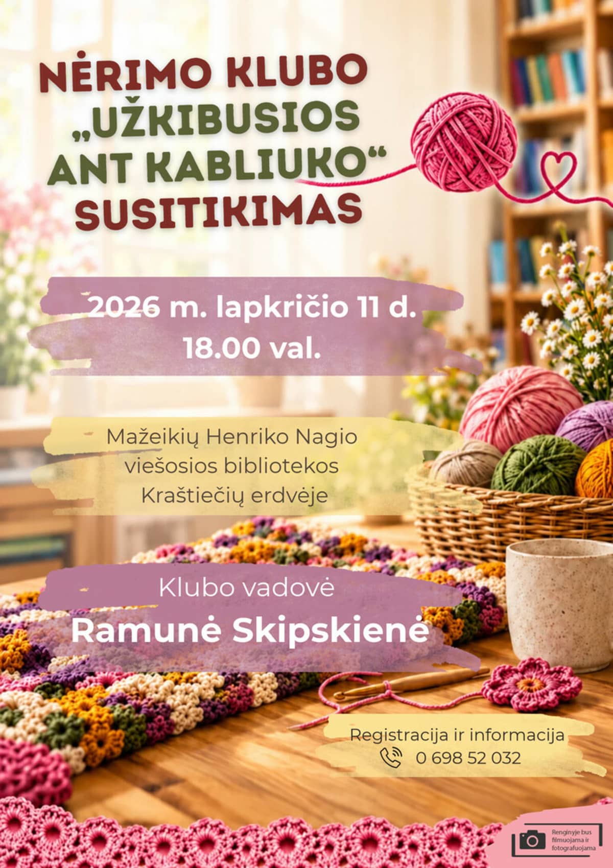Nėrimo klubo „Užkibusios ant kabliuko“ susitikimas