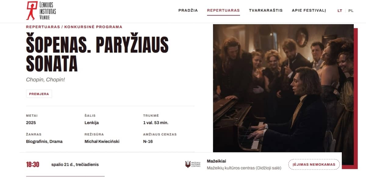 20-asis lenkų kino festivalis: Šopenas. Paryžiaus sonata