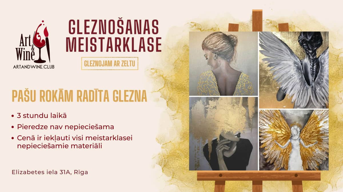 Art&Wine radošā meistarklase: Gleznojam ar zeltu.
