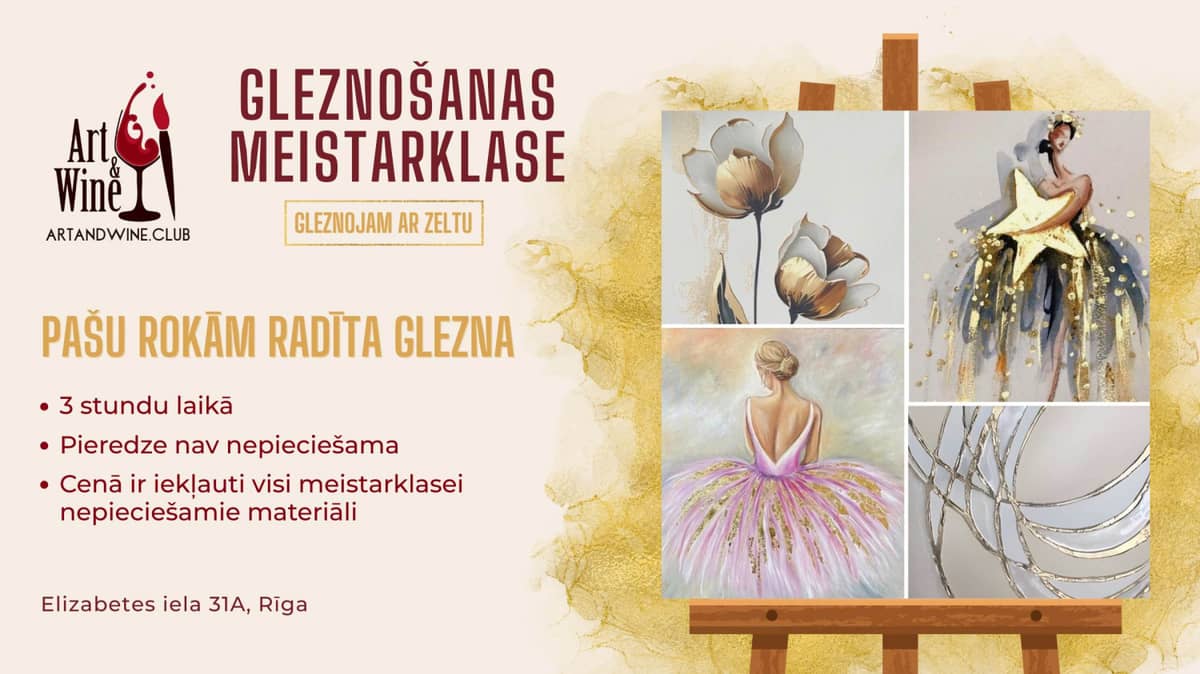 Art&Wine kūrybinė meistriškumo pamoka: tapome auksu.