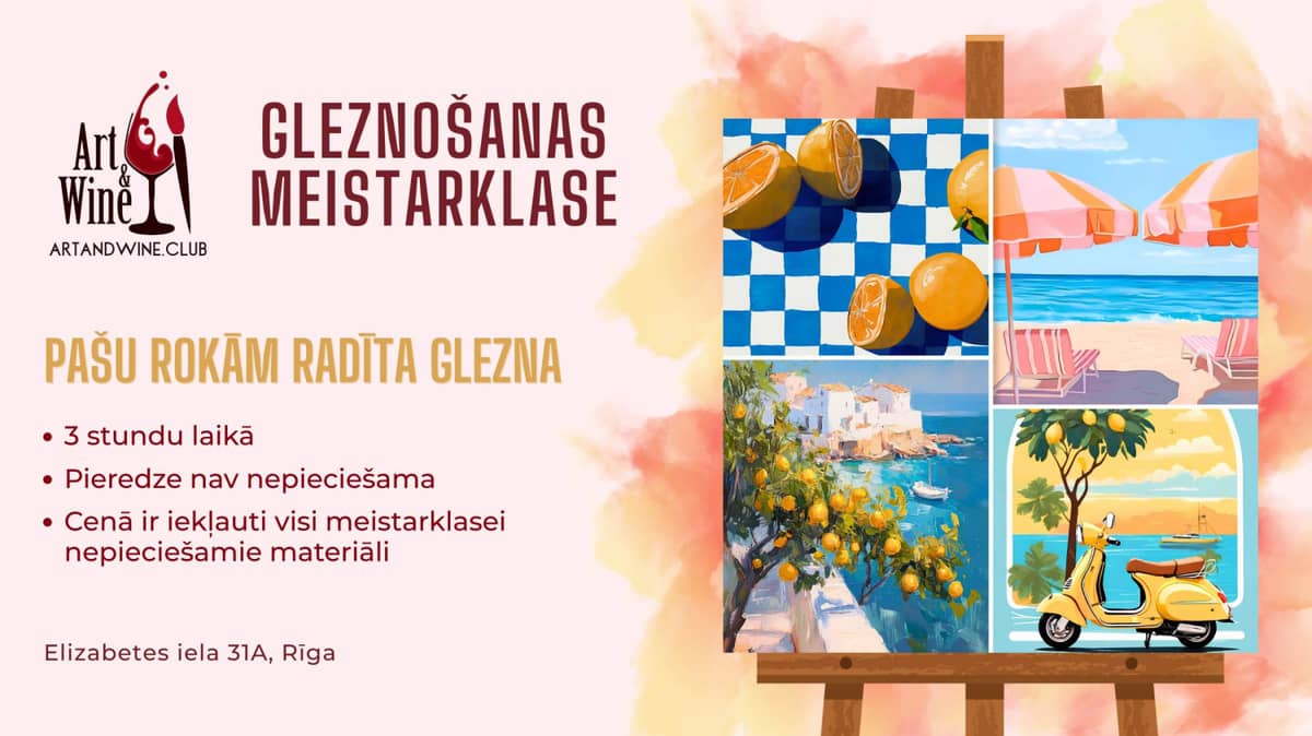 Art&Wine kūrybinės meistriškumo dirbtuvės: piešiame „Atostogos”