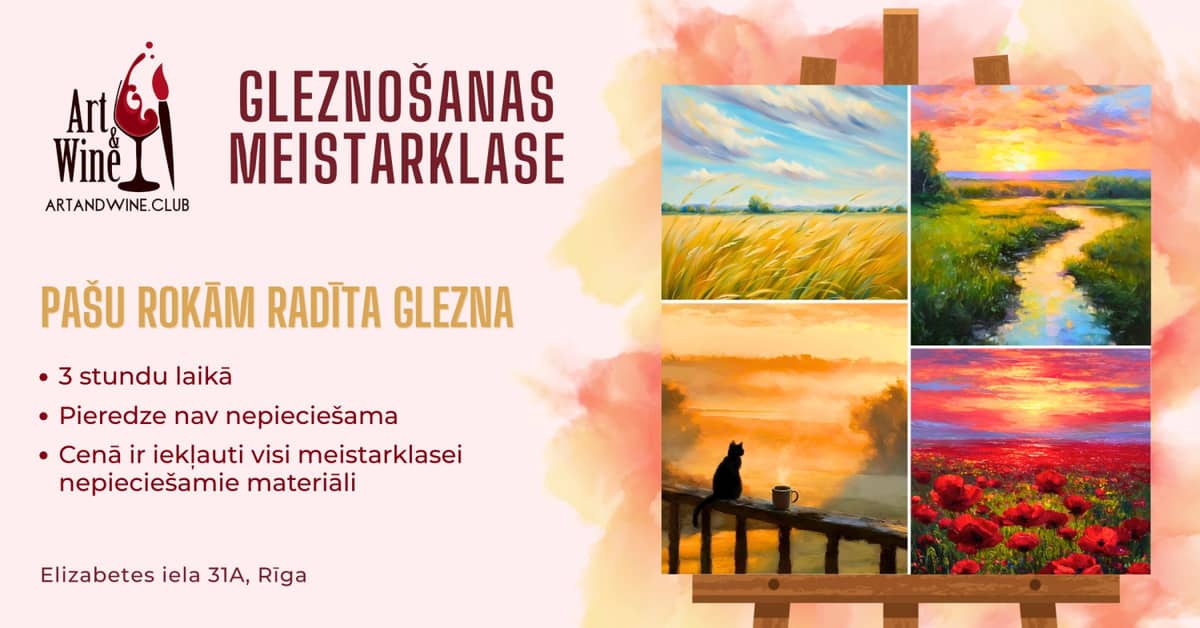 Art&Wine kūrybinės meistriškumo dirbtuvės: tapome 'Peizažus'.