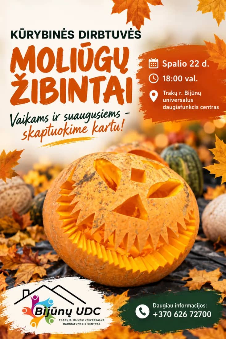Kūrybinės dirbtuvės „Moliūgų žibintai“