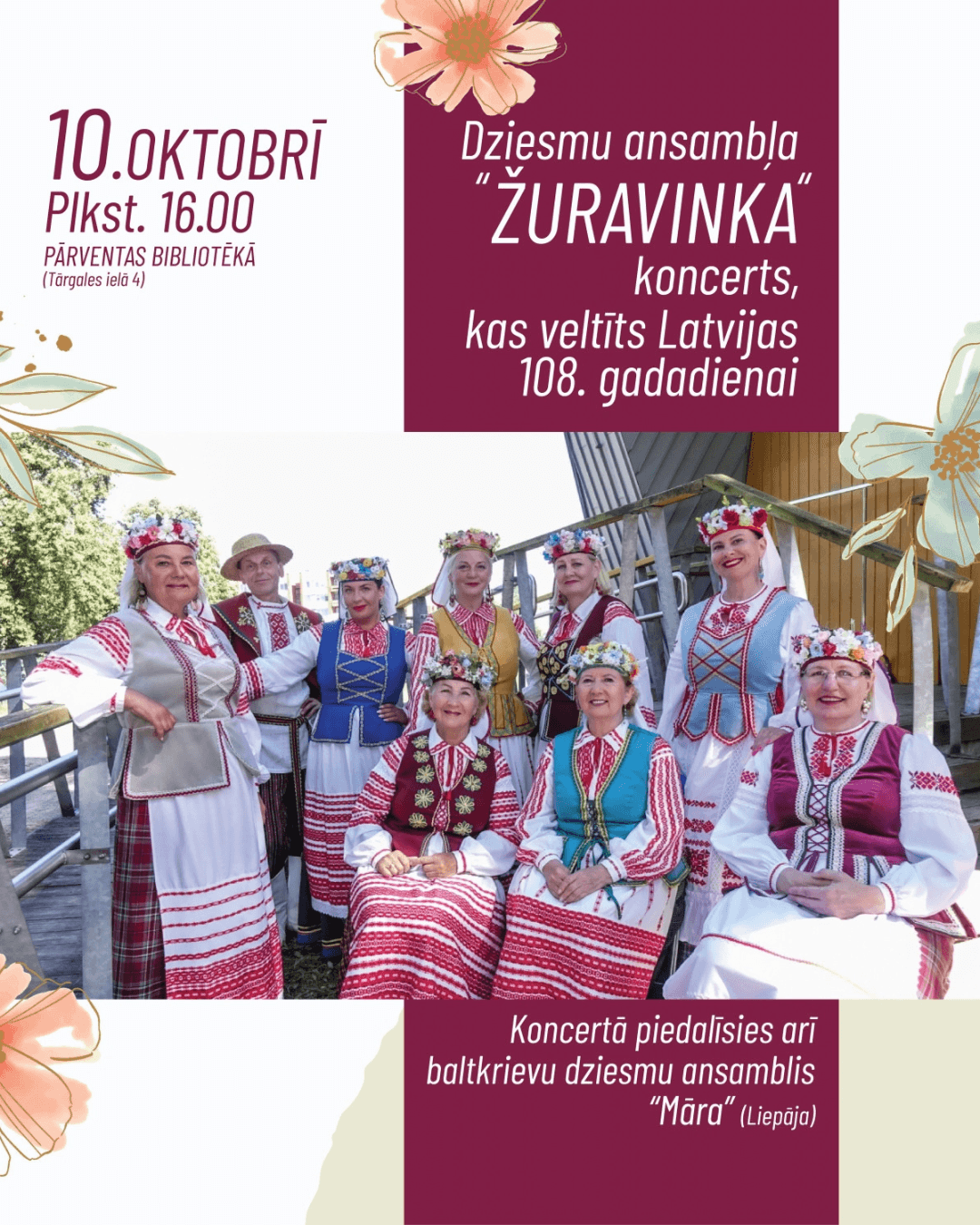 Ventspilio baltarusių dainų ansamblio “Žuravinka” koncertas Pārventos bibliotekoje