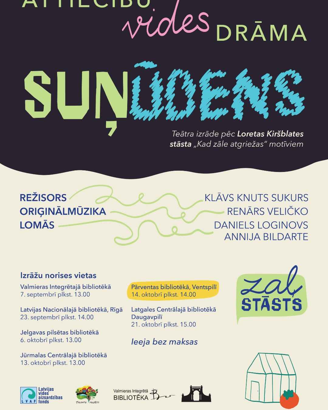 Teatro spektaklis „Suņūdens“ Pārventos bibliotekoje