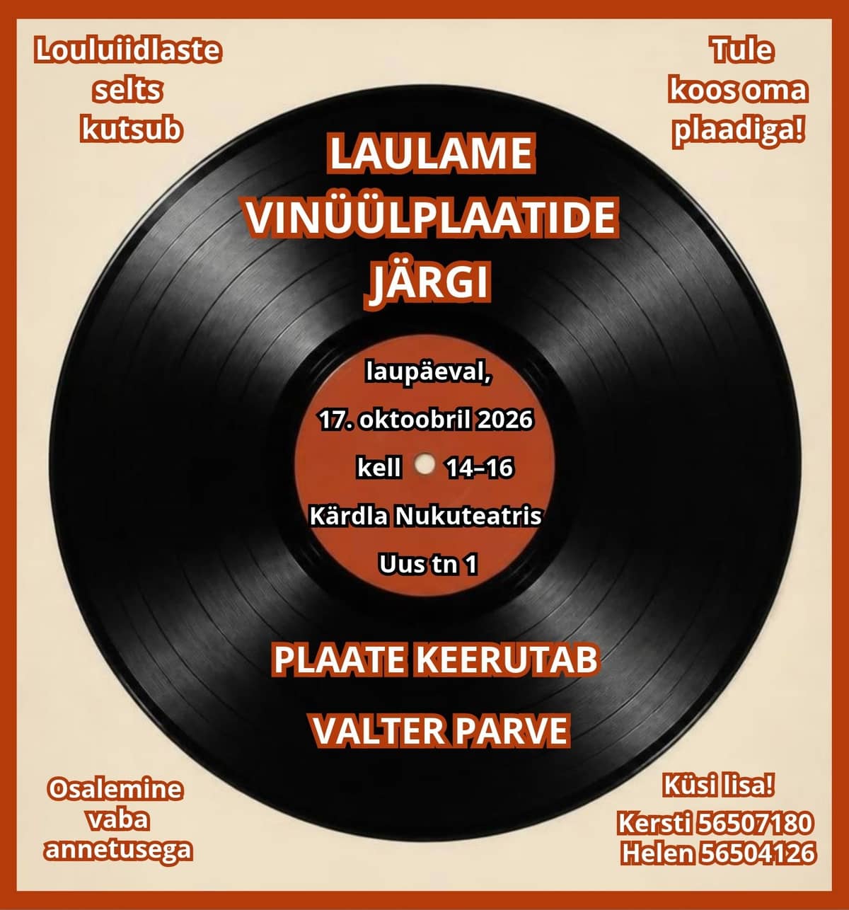 Dainavimas pagal vinilo plokšteles su dainų draugų draugija