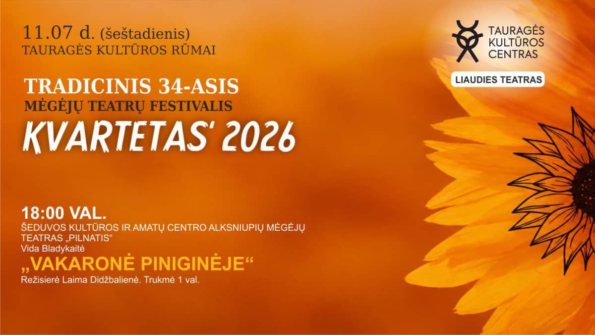 Mėgėjų teatrų festivalis „KVARTETAS 2026“. Šeduvos KC Alksniupių mėgėjų teatras „Pilnatis“ - „VAKARONĖ PINIGINĖJE“