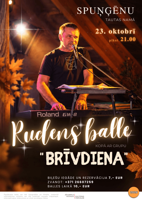 Rudens krepšelio balius su grupe “Brīvdiena” Spuņģēnuose