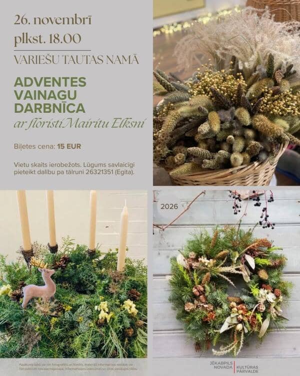 Advento vainikų dirbtuvės Variešių liaudies namuose