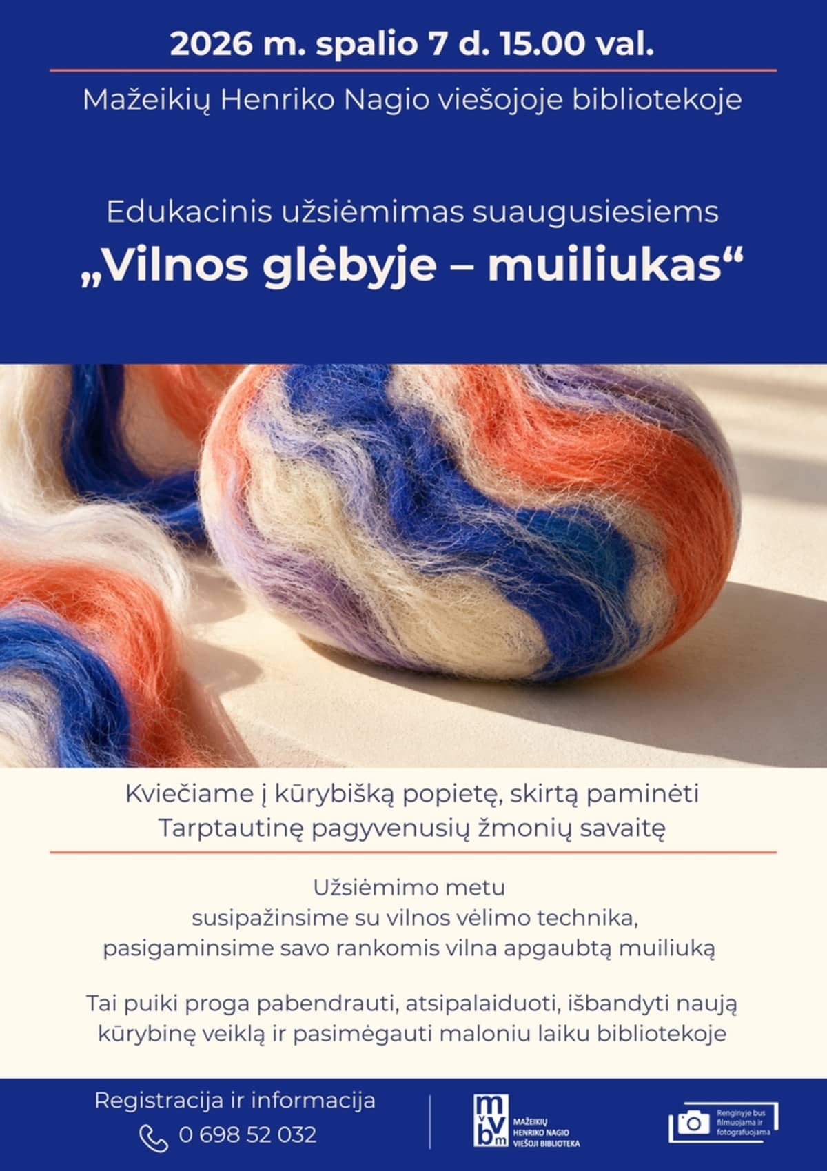 Edukacinis užsiėmimas suaugusiems „Vilnos glėbyje – muiliukas“