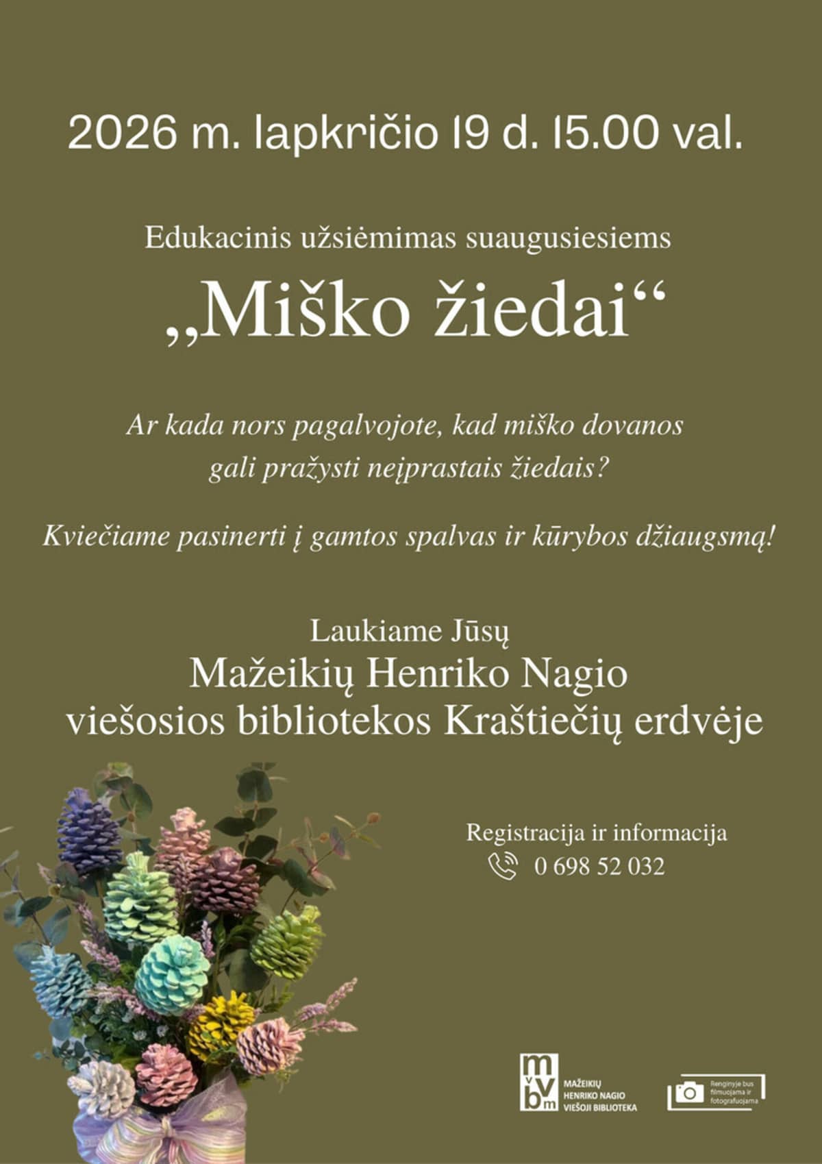 Edukacinis užsiėmimas suaugusiems „Miško žiedai“