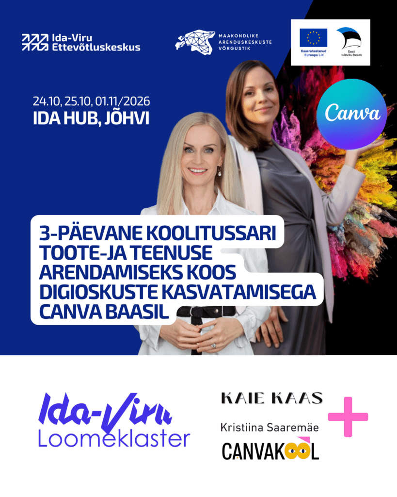 3 dienų mokymų ciklas produktų ir paslaugų plėtrai, ugdant skaitmeninius įgūdžius Canva pagrindu