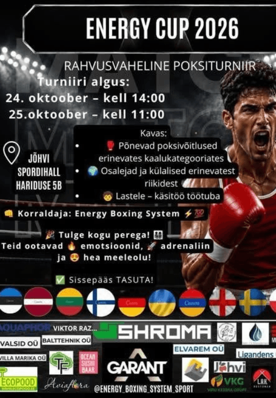ENERGY CUP 2026 – tarptautinis bokso turnyras Jehvije!