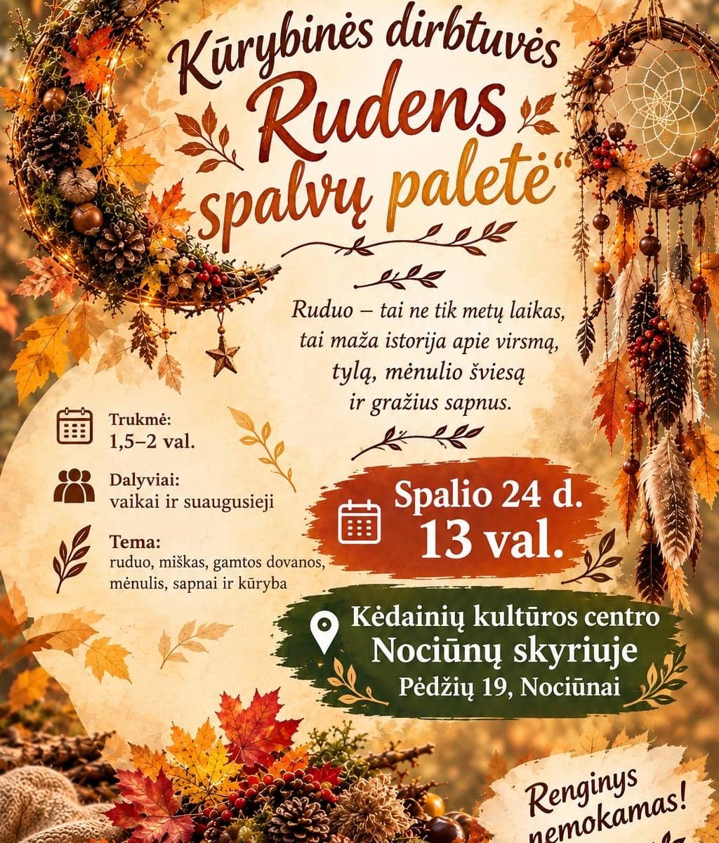 Kūrybinės dirbtuvės „Rudens spalvų paletė“