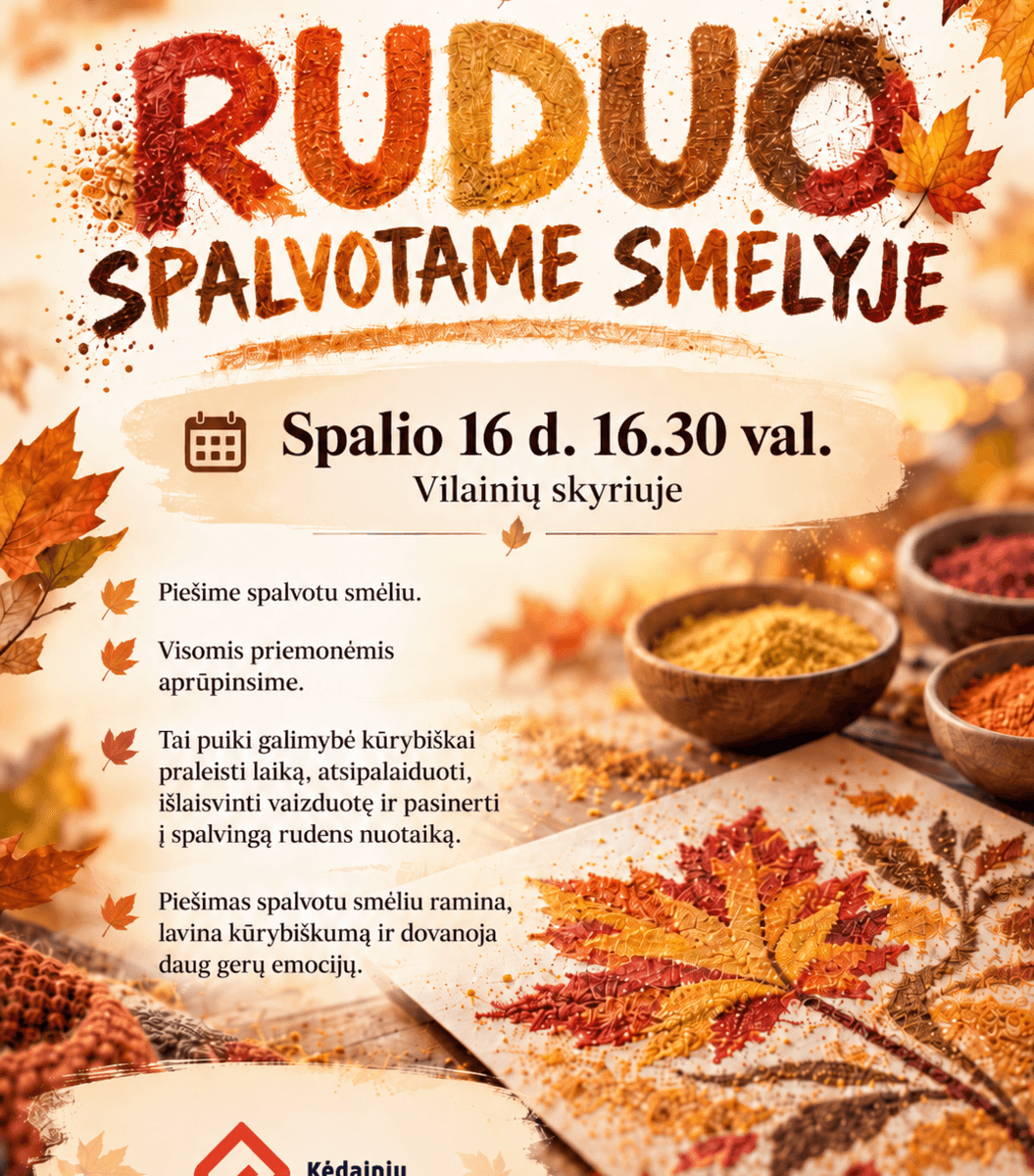 Kūrybinės dirbtuvės „Ruduo spalvotame smėlyje“