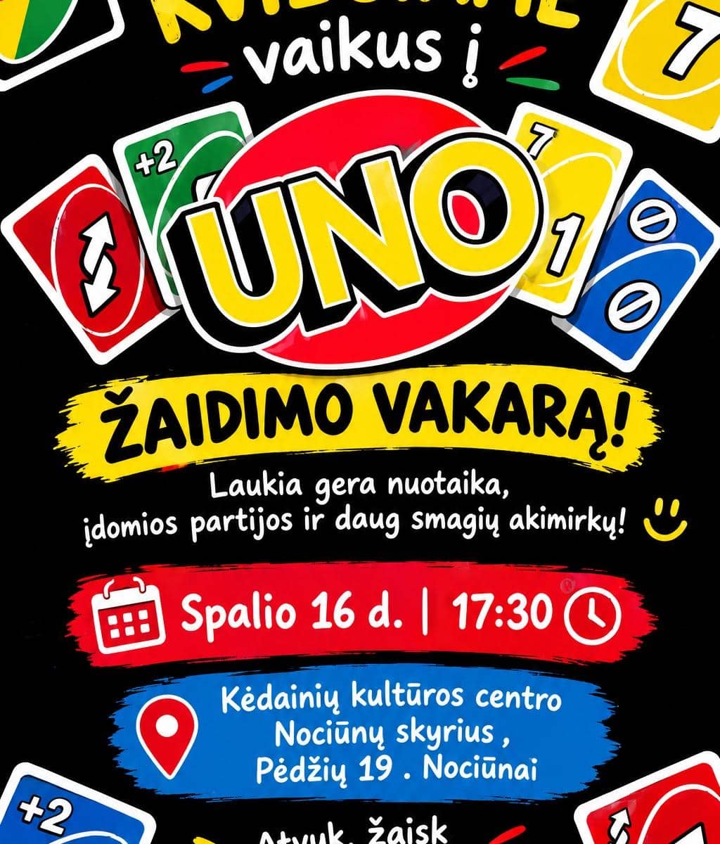UNO žaidimo vakaras