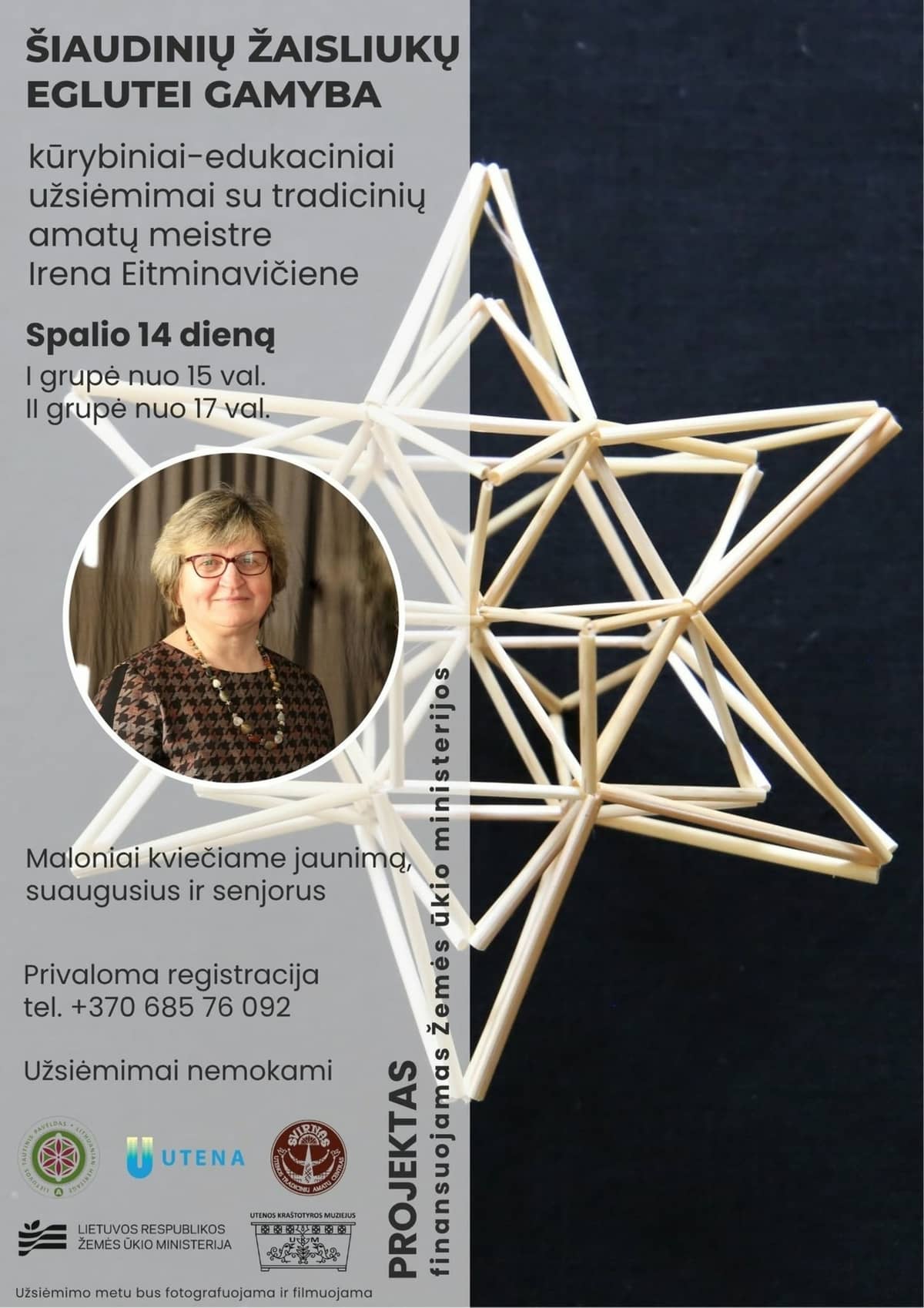 Šiaudinių žaisliukų eglutei gamyba
