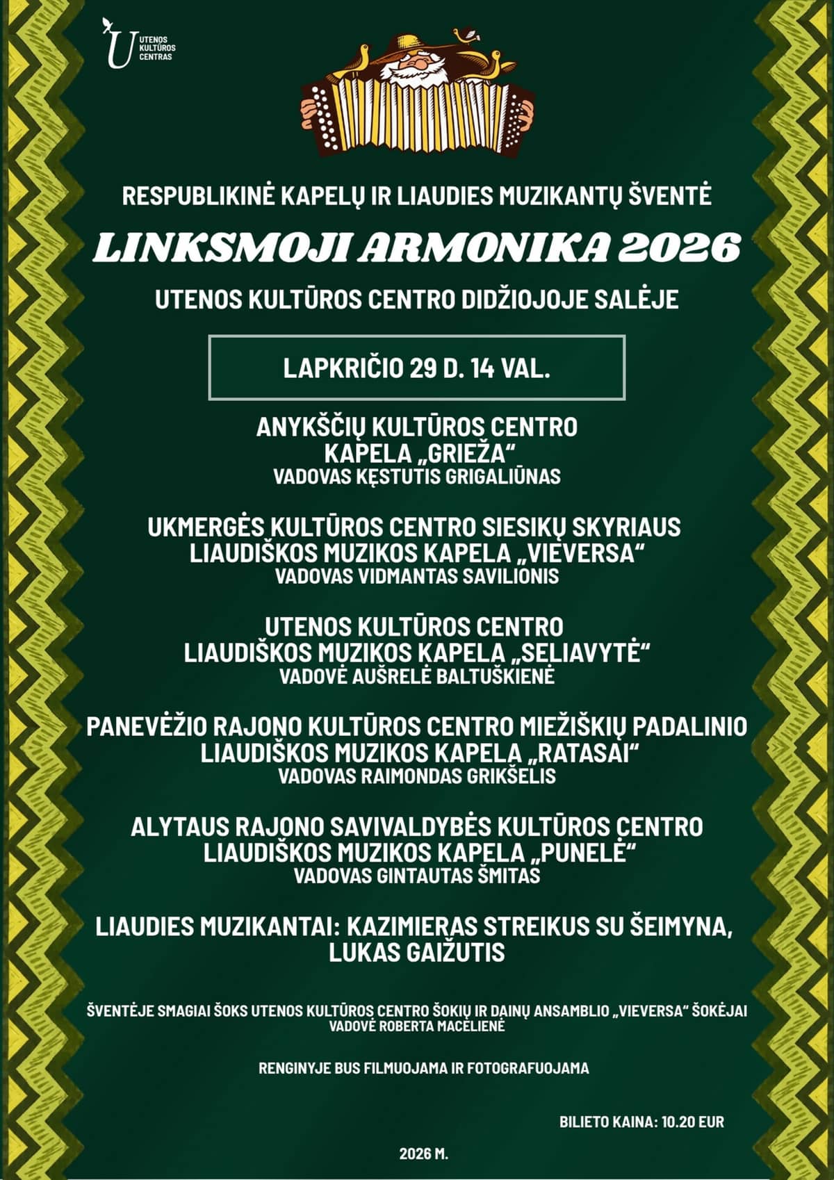 Respublikinė kapelų ir liaudiškos muzikos šventė „Linksmoji armonika – 2026”