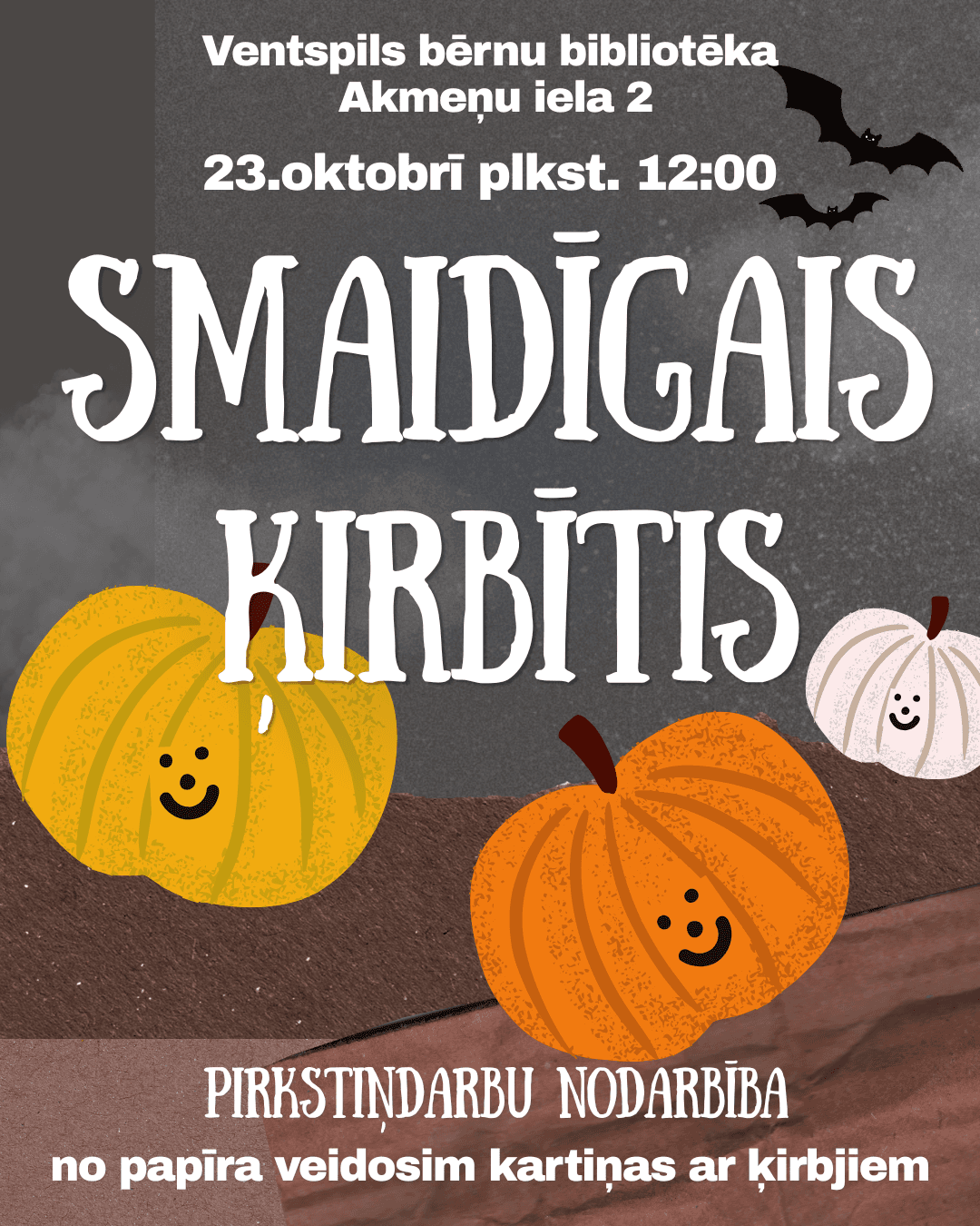 Pirštukų darbeliai „Besišypsantis moliūgėlis“ Vaikų bibliotekoje